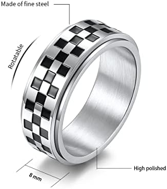 Nylry 8mm za prstene od nehrđajućeg čelika za muškarce Žene Spinner prstenovi Fidget Band prstenovi za anksioznost Anti anksioznosti