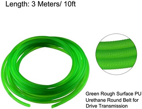 UXCell 10ft 4mm PU mjenjač okrugli remen visoki performanse uretanski pojas zeleni za sušenje mašina za lijepljenje za transport